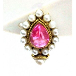 Gold Oxidized Women Earring Stud Jewelry PushBack Classy Gift - Rhinestone Bead 41